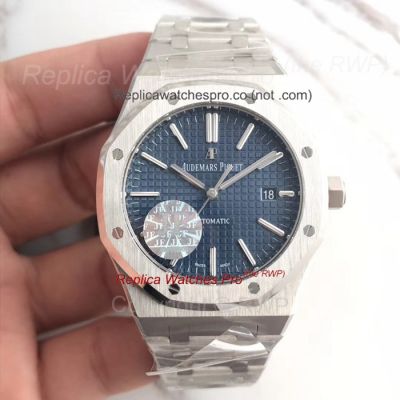 Replica Audemars Piguet Royal Oak Blue Face Stainless Steel Watch 41MM